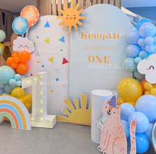 Load image into Gallery viewer, 【陽光彩虹】童趣太空貓咪 X 1字發光燈箱一歲生日派對佈置套裝