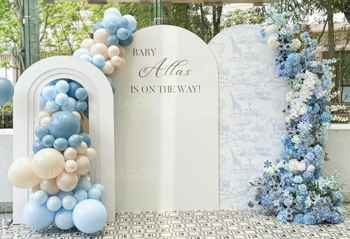 Baby is on the way 藍色絲花氣球佈置套裝