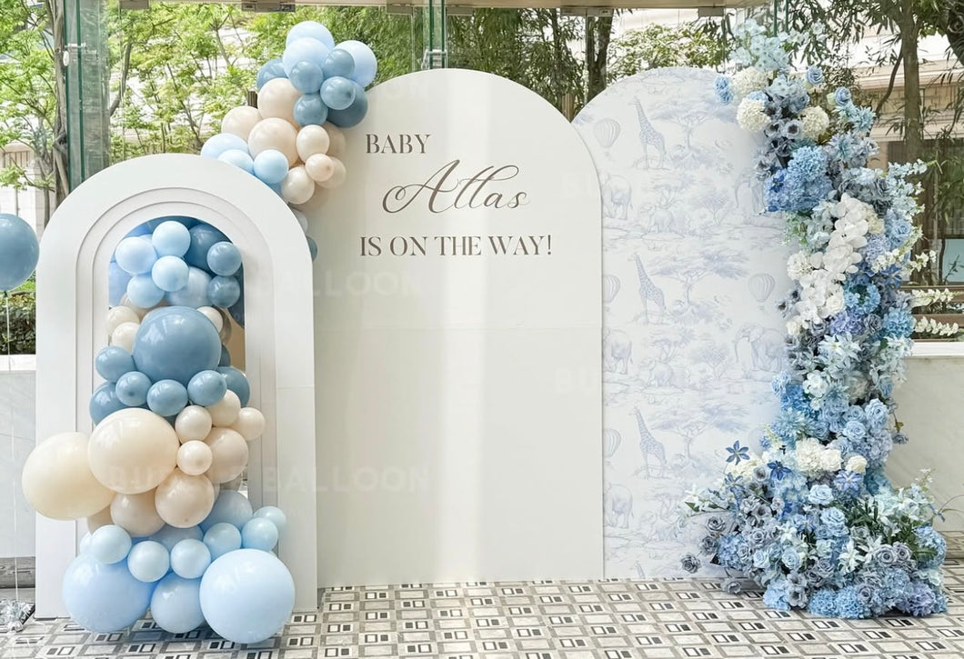 Baby is on the way 藍色絲花氣球佈置套裝