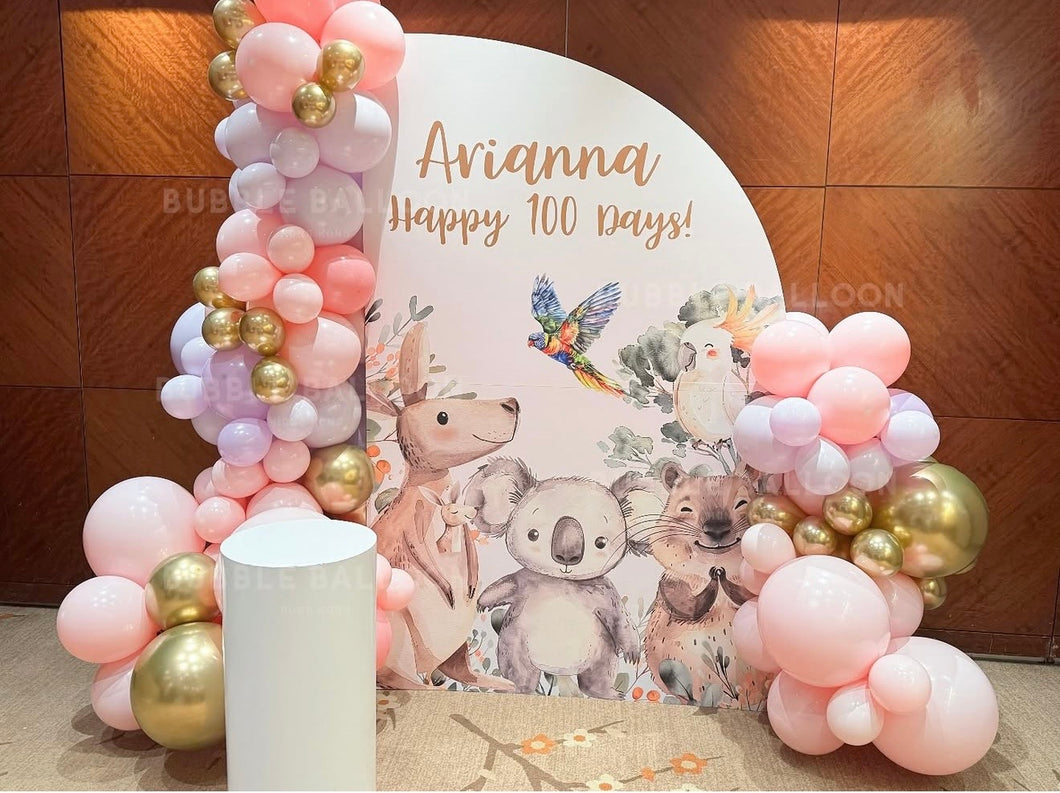 森林風粉色百日宴佈置套裝