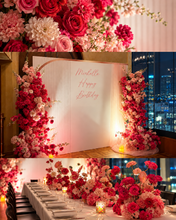 Load image into Gallery viewer, Grissini Grand Hyatt Hong Kong：Michelle 粉紅花藝生日佈置，背板、餐桌及花藝細節拼圖