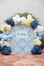 Load image into Gallery viewer, Oh Baby 藍白花紋氣球背景板