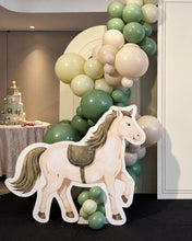 Load image into Gallery viewer, Regent Hong Kong 半歲生日佈置細節，白色小馬造型配鼠尾草綠、橄欖綠及奶油色氣球