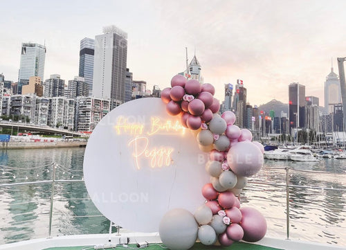 生日氣球佈置套裝 霓虹燈配金屬色氣球主題